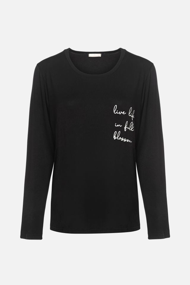 Kadın Baskılı Yaprak Desenli Yumuşak Dokulu Viskon Pijama Takımı XL - Siyah - Beyaz