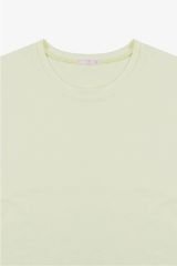 Kadın Pamuklu Basic Pijama Takımı KO7402PJ-1 Limon Sarı Üst Alt Empirme - XL