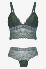 Kadın Danger Yazılı Lastikli Dantelli Büstiyer Takım 80227 Ekru - 80B - 80227 Ekru - 80B