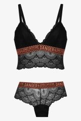 Kadın Danger Yazılı Lastikli Dantelli Büstiyer Takım 80227 Ekru - 80B - 80227 Ekru - 80B