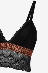 Kadın Danger Yazılı Lastikli Dantelli Büstiyer Takım 80227 Ekru - 80B - 80227 Ekru - 80B