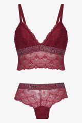 Kadın Danger Yazılı Lastikli Dantelli Büstiyer Takım 80227 Ekru - 80B - 80227 Ekru - 80B