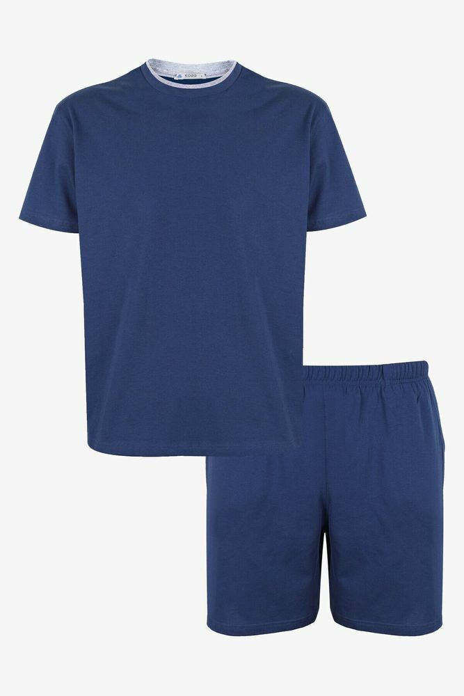 Erkek Double Yaka Şortlu Pijama Takımı KO6304TS-2 İndigo - S - KO6304TS-2 İndigo - S