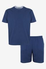 Erkek Double Yaka Şortlu Pijama Takımı KO6304TS-2 İndigo - S