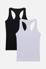 Kadın 2'li Sporcu Atlet Beyaz - S/M - Beyaz - S/M