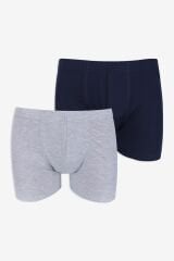 Erkek 2'li Pamuklu Likralı Lastikli Boxer 9177 beyaz-füme - XL - 9177 beyaz-füme - XL