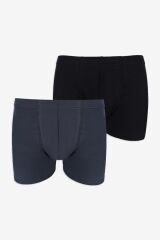 Erkek 2'li Pamuklu Likralı Lastikli Boxer 9177 beyaz-füme - XL - 9177 beyaz-füme - XL