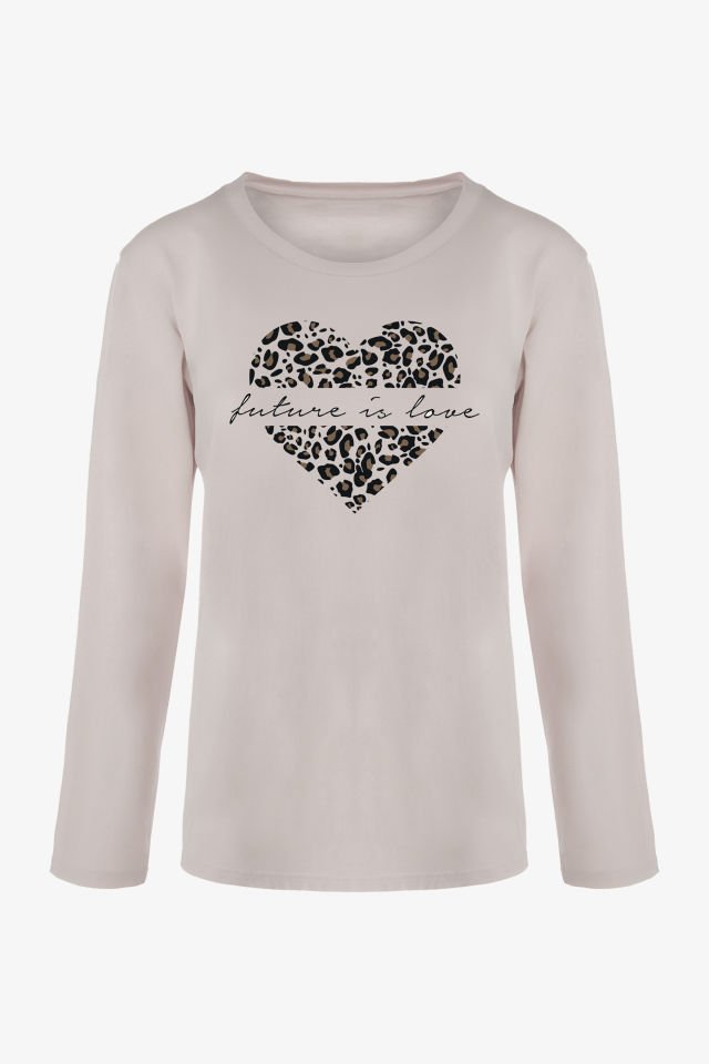 Kadın Sofi Touch Pamuklu Leopar Desenli Basic Pijama Takımı XL - Gri - Kahverengi