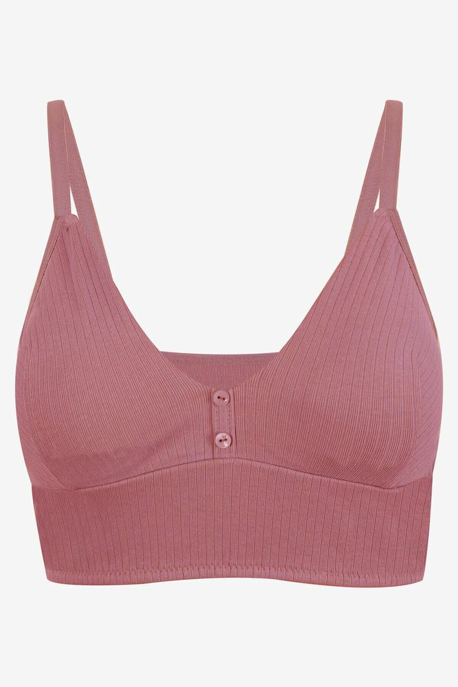 Kadın Fitilli Düğme Detaylı Büstiyer 80573 Kiremit - 80B - 80573 Kiremit - 80B