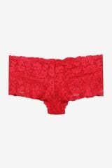 Kadın 3'lü Dantelli Şort Boxer Külot 50335 siyah-ekru-kırmızı - S/M - 50335 siyah-ekru-kırmızı - S/M