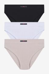 Kadın 3'lü Biyeli Kaşkorse Basic Külot 20895 siyah-ekru-vizon - S/M - 20895 siyah-ekru-vizon - S/M