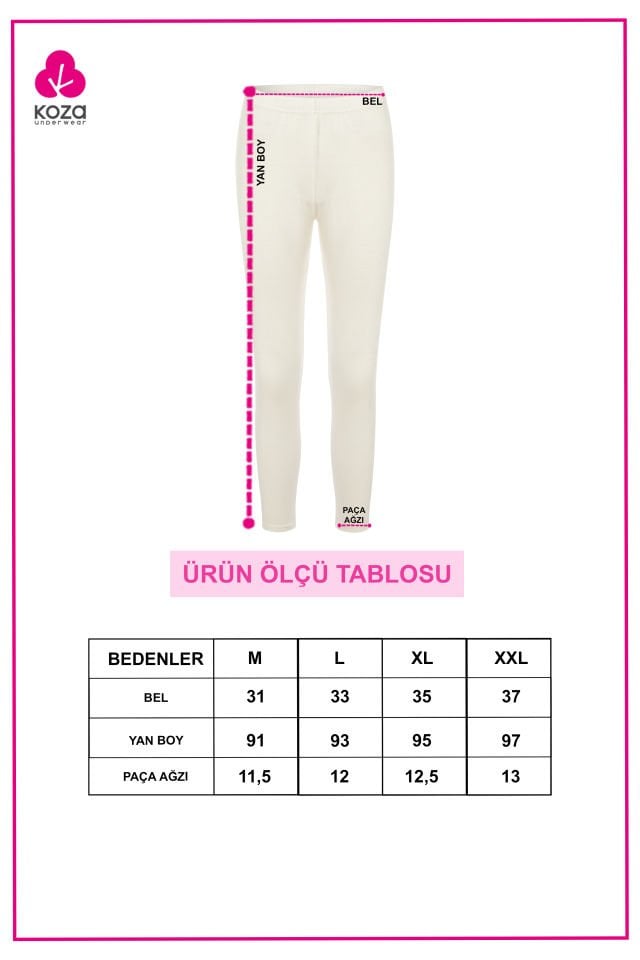 Kadın Kışlık Beyaz Pamuklu Termal Alt 2XL - Beyaz