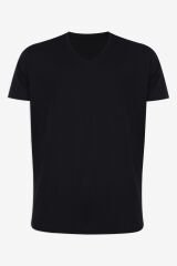 Erkek Pamuklu V Yaka Kısa Kollu Tişört 2 Adet gri melanj- gri melanj - 2XL - 2XL - gri melanj- gri melanj