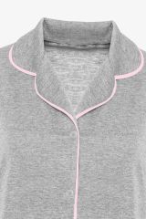 Kadın Kısa Kollu Gri Melanj Pudra Ara Biyeli Pijama Takımı KO7306TS-6 - S - KO7306TS-6 - S