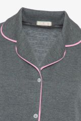 Kadın Kısa Kollu Gri Melanj Pudra Ara Biyeli Pijama Takımı KO7306TS-6 - S - KO7306TS-6 - S