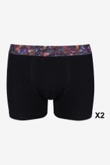 Erkek 4'lü Pamuklu Likralı Renkli Lastikli Boxer (FARKLI LASTİK SEÇENEKLERİ) 2siyah2siyahyazılılastik - 2XL - 2siyah2siyahyazılılastik - 2XL