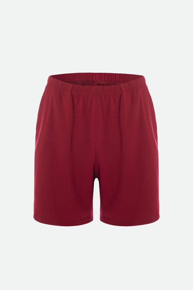 Erkek Pamuklu Cep Detaylı Reglan Kol Pijama Takımı L - Bordo - Ekru