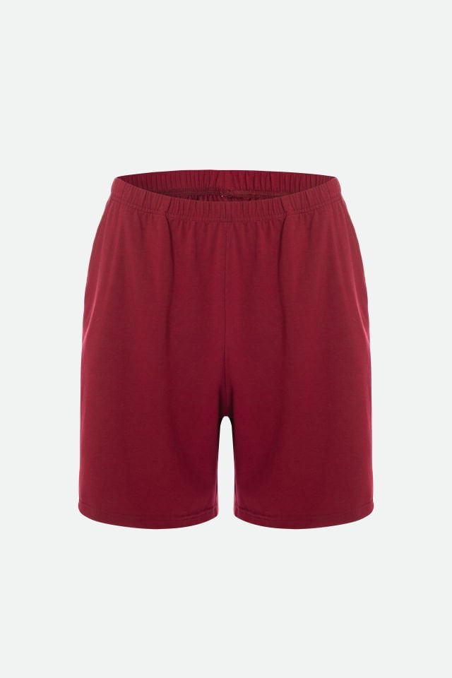 Erkek Pamuklu Cep Detaylı Reglan Kol Pijama Takımı 2XL - Bordo - Ekru