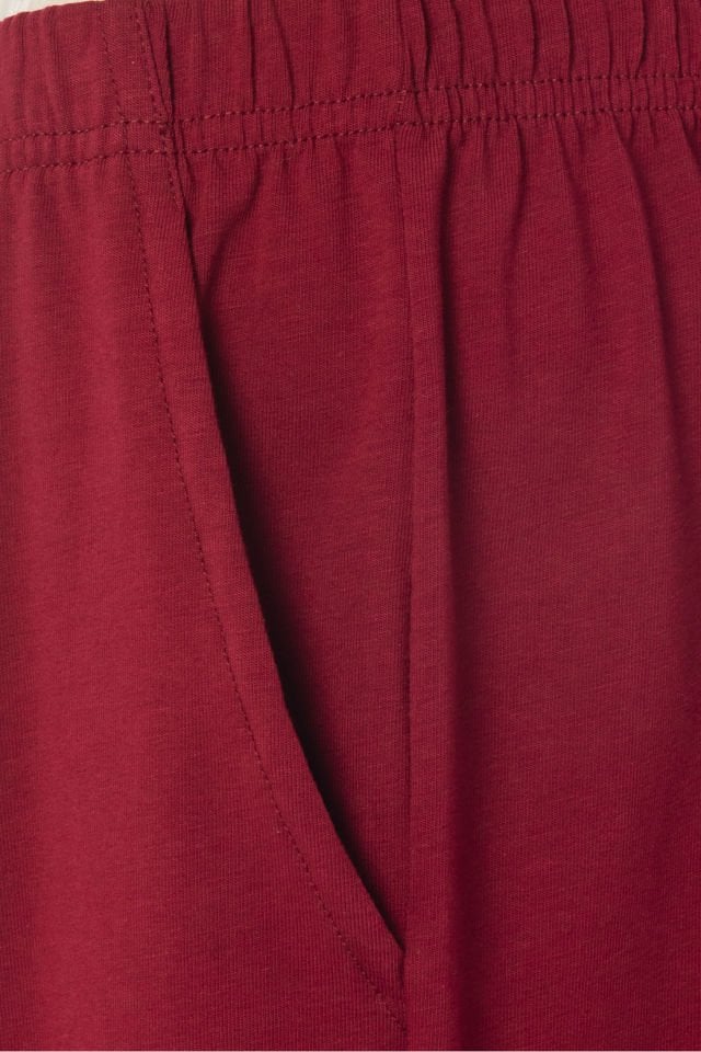 Erkek Pamuklu Cep Detaylı Reglan Kol Pijama Takımı 2XL - Bordo - Ekru