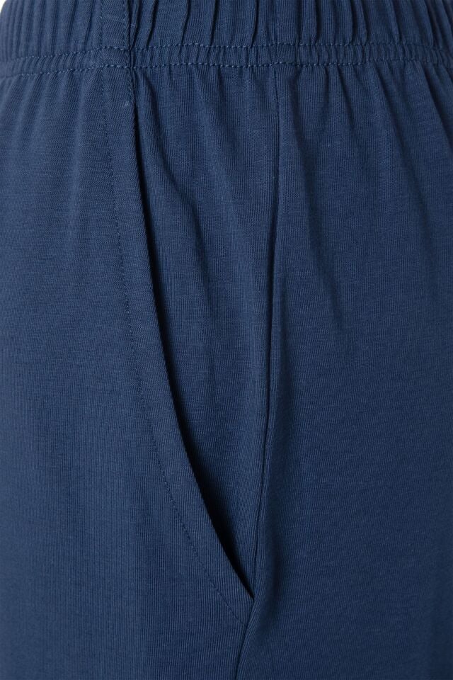 Erkek Pamuklu Uzun Kollu Üst Ayıcık Baskılı Pijama Takımı Lacivert - Ekru - XL