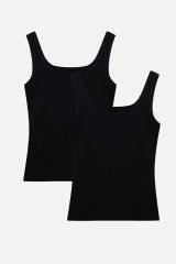 Kadın 2'li Kalın Askılı Likralı Atlet Siyah - L/XL - Siyah - L/XL