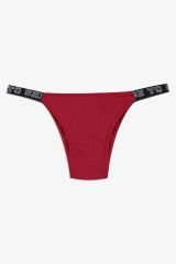 Kadın 3'lü Yazılı Lastikli Fitilli Brazilian Külot bordo-sekerpembe-gri - M - bordo-sekerpembe-gri - M