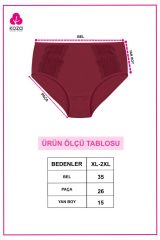 Kadın 3'lü Pamuklu Yan Dantelli Yüksek Bel Curve Külot kırmızıekrugulkurusu - XL/2XL - kırmızıekrugulkurusu - XL/2XL