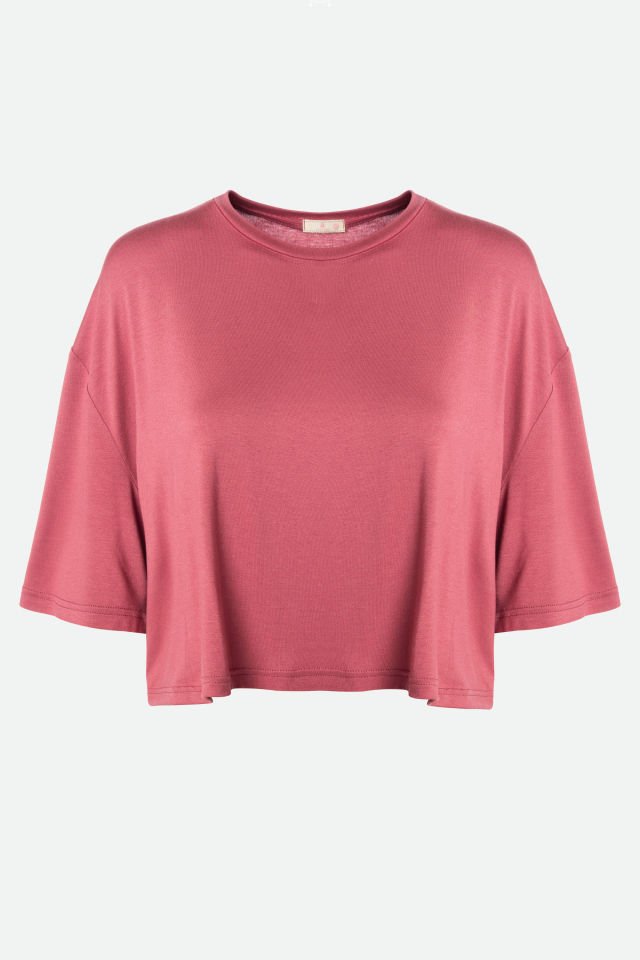 Kadın Pamuklu Kısa Kollu Kalpli Pijama Takımı M - Pudra - Kahverengi
