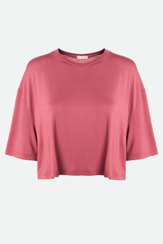 Kadın Pamuklu Kısa Kollu Kalpli Pijama Takımı L - Pudra - Kahverengi