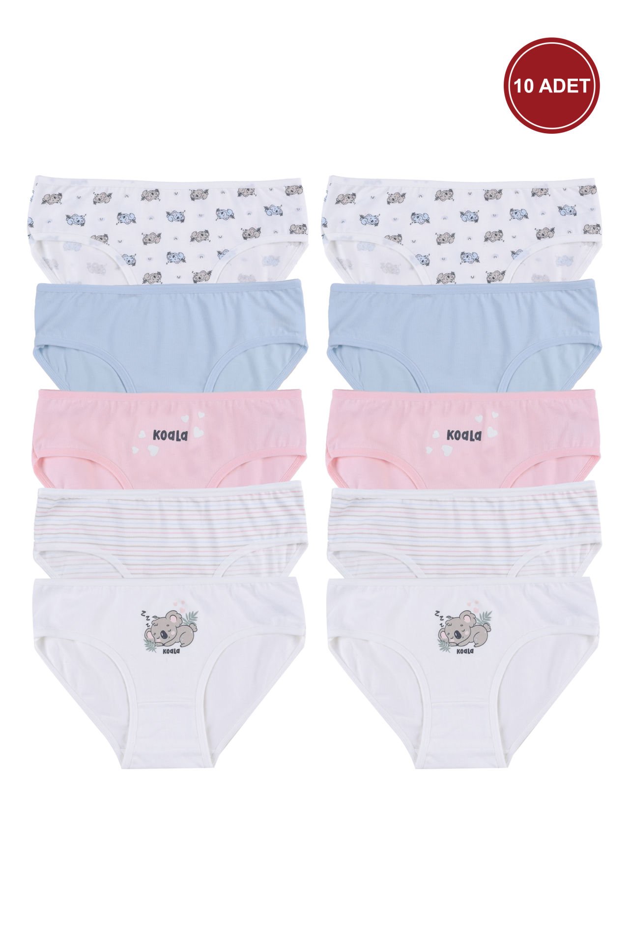 Kız Çocuk Pamuklu 10'lu Desenli Külot 7-9 Yaş