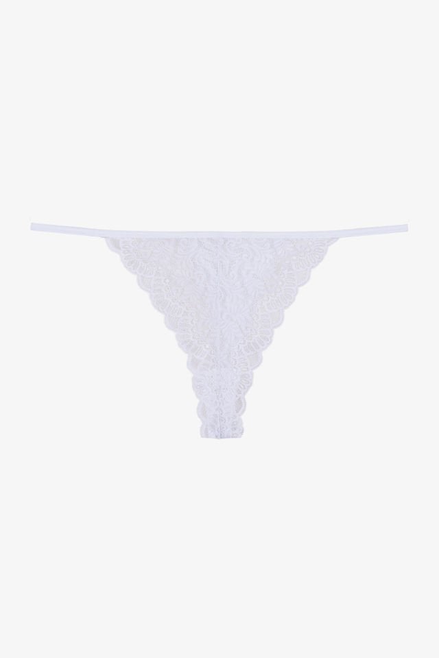 Kadın 3'lü Renkli  Dantelli Arkası Pamuklu Tanga Külot Siyah - Ekru - L - XL