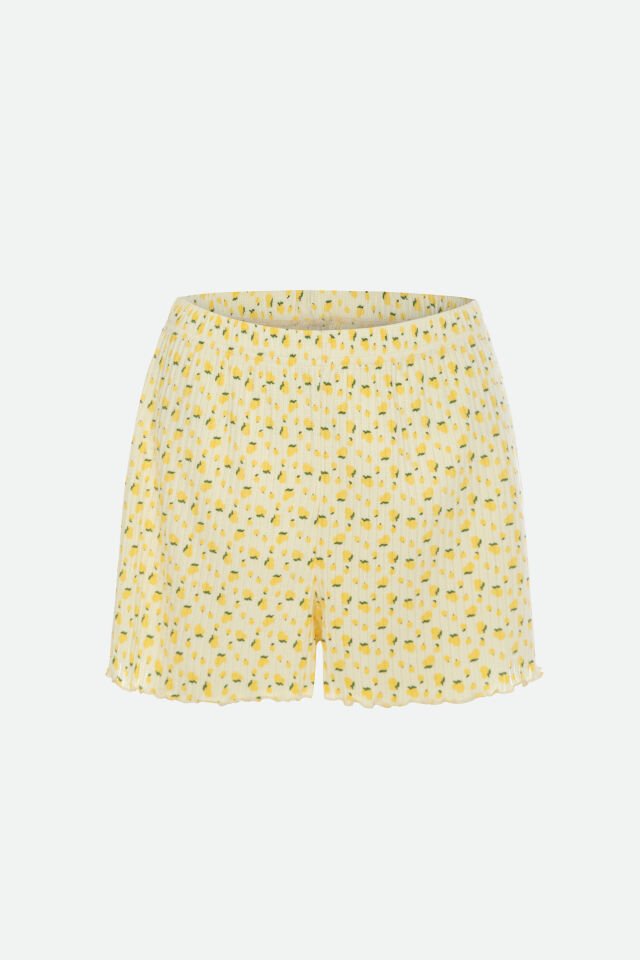 Kadın Ajur Kumaş Bağlama Biyeli Askılı Şort Takım M