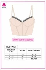 Kadın Çiçekli Desenli Dolgusuz Agraflı Korse Crop Büstiyer Pembe Çiçekli - 75B - Pembe Çiçekli - 75B