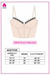 Kadın Çiçekli Desenli Dolgusuz Agraflı Korse Crop Büstiyer Pembe Çiçekli - 75B - Pembe Çiçekli - 75B