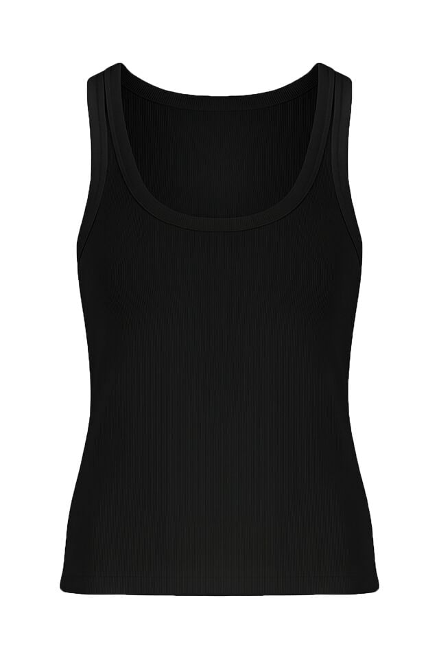 Kadın Pamuklu U Yaka Kaşkorse Atlet Siyah - 2XL
