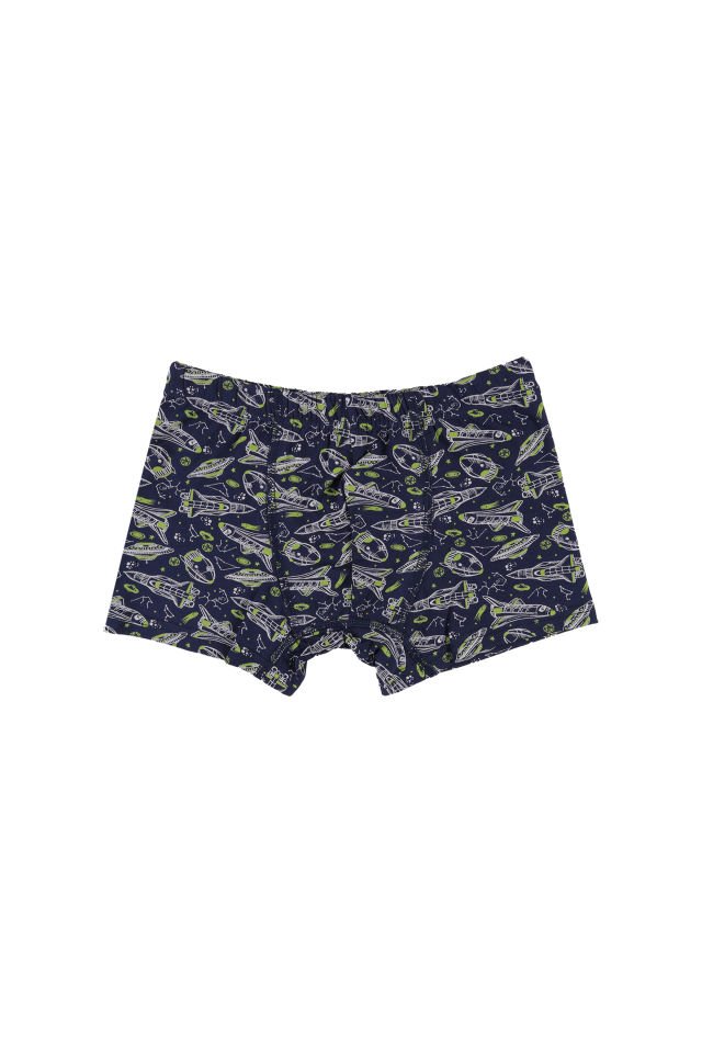 Erkek Çocuk Pamuklu 5'li Baskılı Boxer Lacivert - Gri - 5-7 Yaş