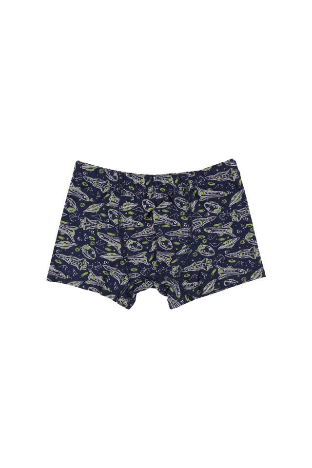 Erkek Çocuk Pamuklu 5'li Baskılı Boxer Lacivert - Gri - 7-9 Yaş