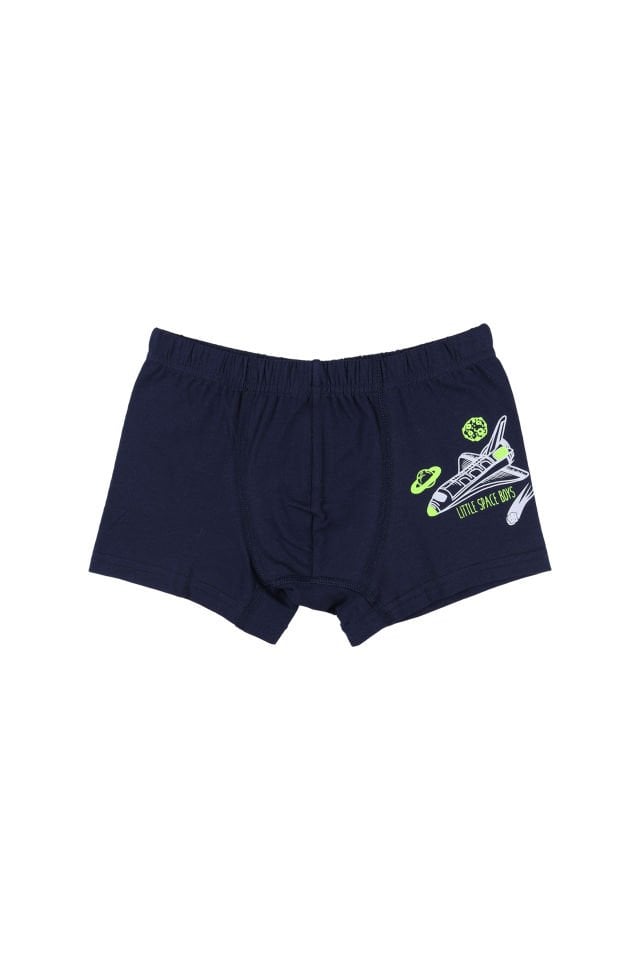 Erkek Çocuk Pamuklu 5'li Baskılı Boxer Lacivert - Gri - 7-9 Yaş