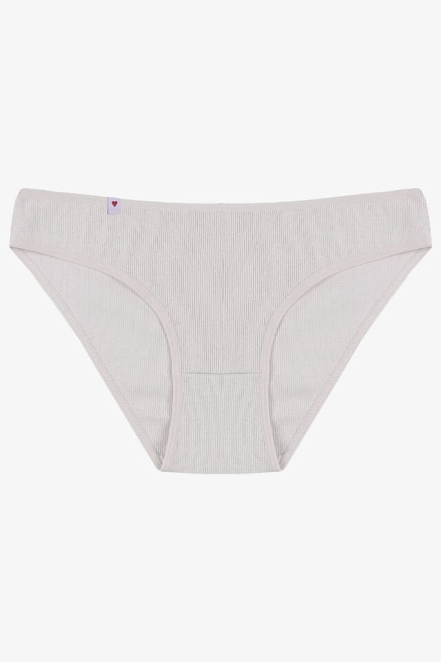Kadın Külot 5 li Pamuklu Etiket Detaylı Fitilli Ribana L - XL - Lila - Gri