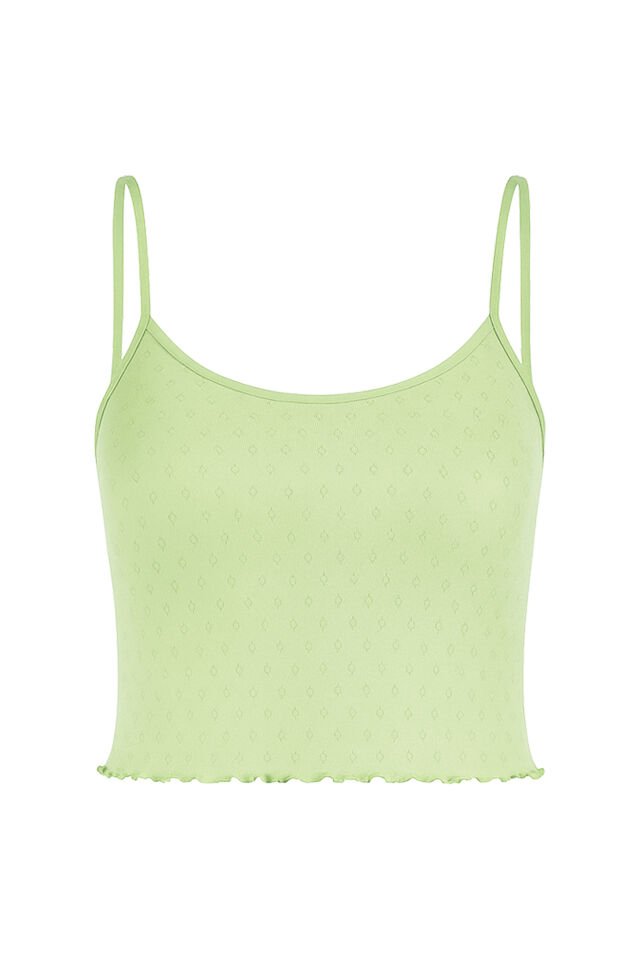 Kadın Pamuklu İp Askılı Şort Takım L - Yeşil