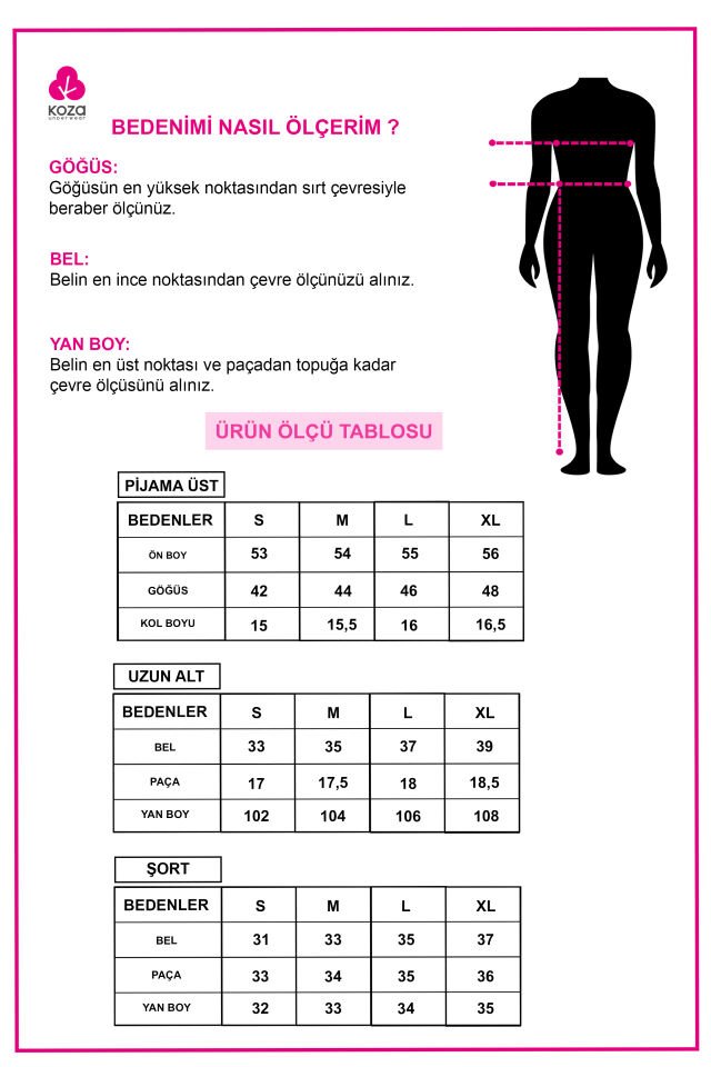 Kadın Pamuklu 3'lü Yeşil Fiyonklu Kaşkorse Pijama Takımı XL - Pembe