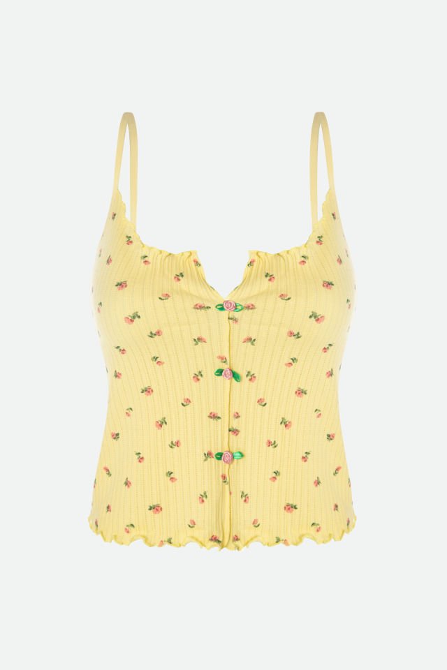 Kadın İnce Askılı Çiçekli Fiyonklu Pamuklu Şortlu Pijama Takımı XL