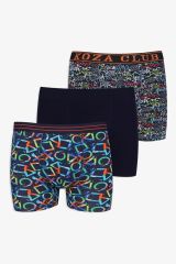 Erkek 3'lü Pamuklu Likralı Boxer geometriklaciyazılı - 2XL