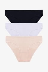 Kadın 3'lü Pamuklu Fitilli Külot 11050-2 - S/M - 11050-2 - S/M