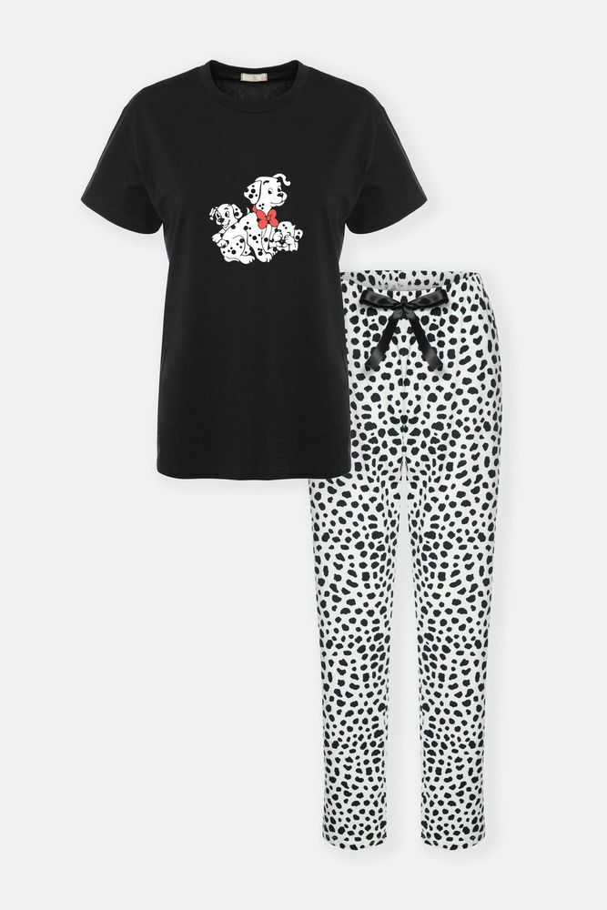 Kadın Pamuklu Dalmaçya Desenli Kısa Kollu Pijama Takımı Çok Renkli - S - Çok Renkli - S