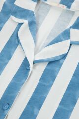 Kadın Uzun Kollu Pamuklu Gömlek Yaka Sulu Boya Efektli Pijama Takımı Çok Renkli - XL - Çok Renkli - XL