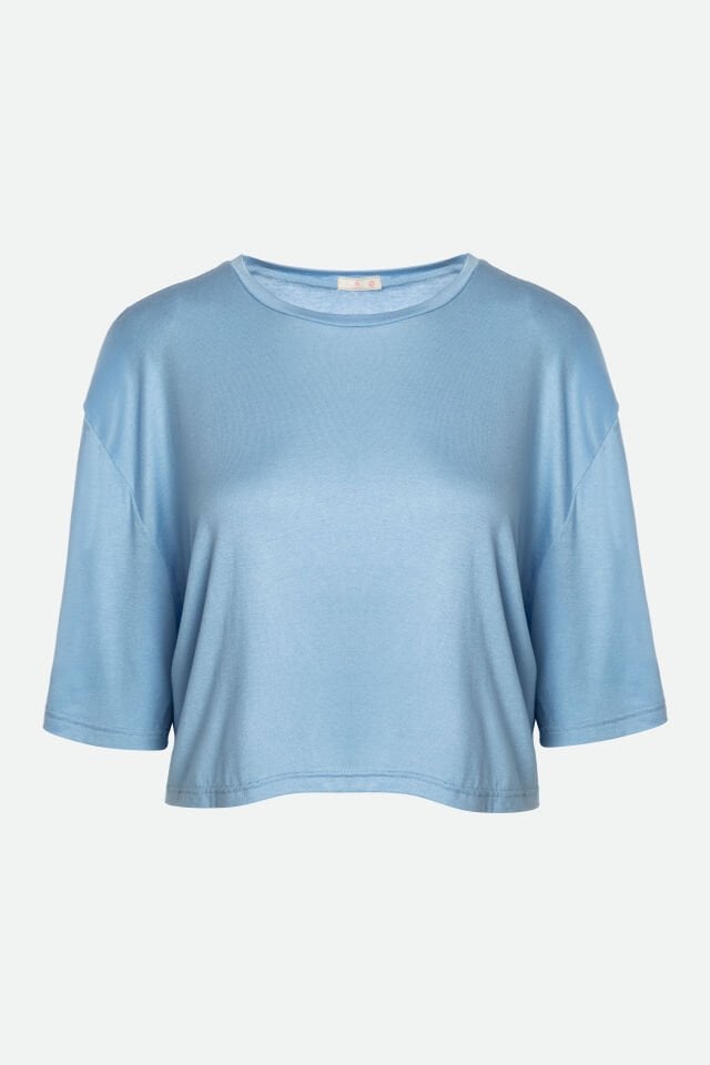 Kadın Pamuklu Kısa Kollu Şortlu Pijama Takımı L - Mavi -Sarı