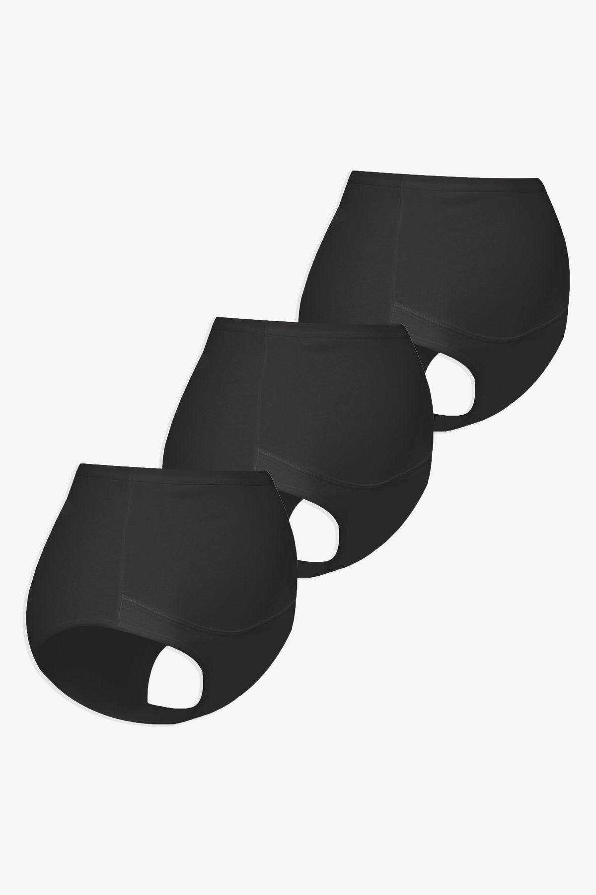 Kadın 3'lü Toparlayıcı Pamuklu Hamile Külodu Siyah - L