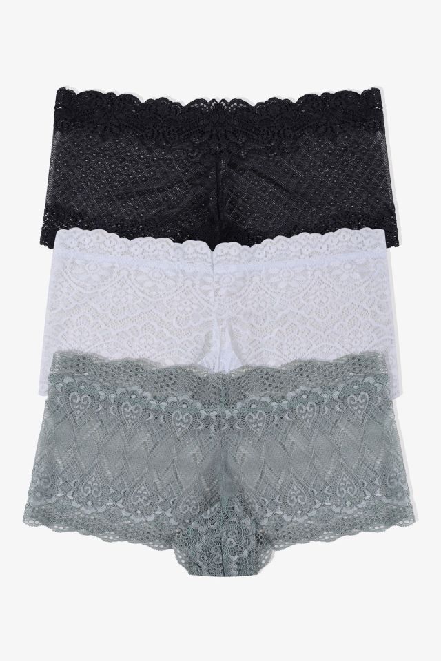 Kadın 3'lü Dantelli Boxer Külot (FARKLI DANTEL SEÇENEKLERİ) L/XL - siyahekrucagla