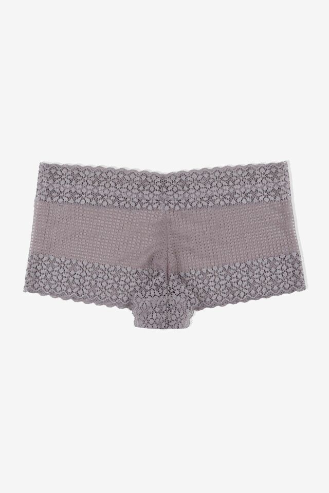 Kadın 3'lü Dantelli Boxer Külot (FARKLI DANTEL SEÇENEKLERİ) siyahekruvizon - L/XL